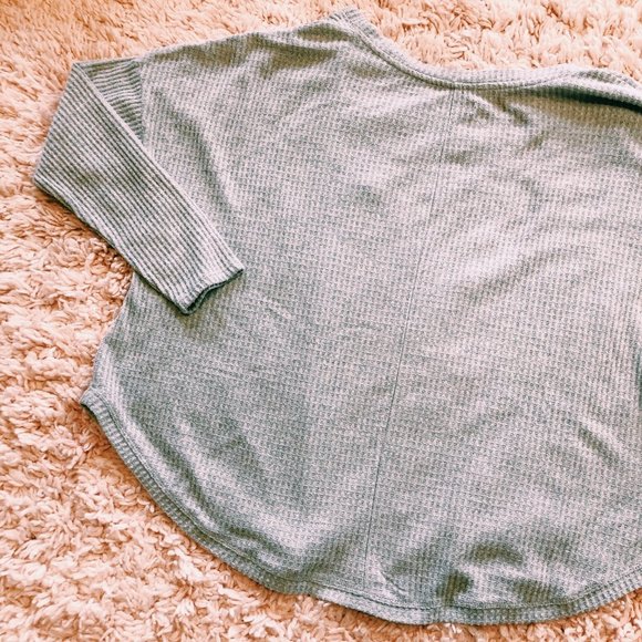 Colsie Gray Waffle Button-Up, Open Cardigan - Picture 10 of 12